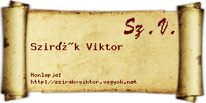 Szirák Viktor névjegykártya